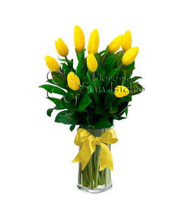 jarron-10-tulipanes-amarillos-floreria-san-isidro