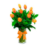 Jarrón 10 Tulipanes Naranjas