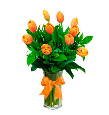 jarron-10-tulipanes-naranjas-floreria-san-isidro