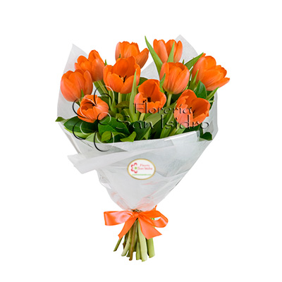 Ramo 10 Tulipanes Naranjas – Floreria San Isidro ® | Florerias en Lima,  Enviar Flores Perú, Florerias