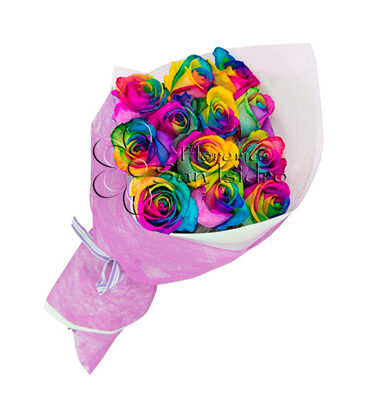 ramo-12-rosas-arcoiris-floreria-san-isidro